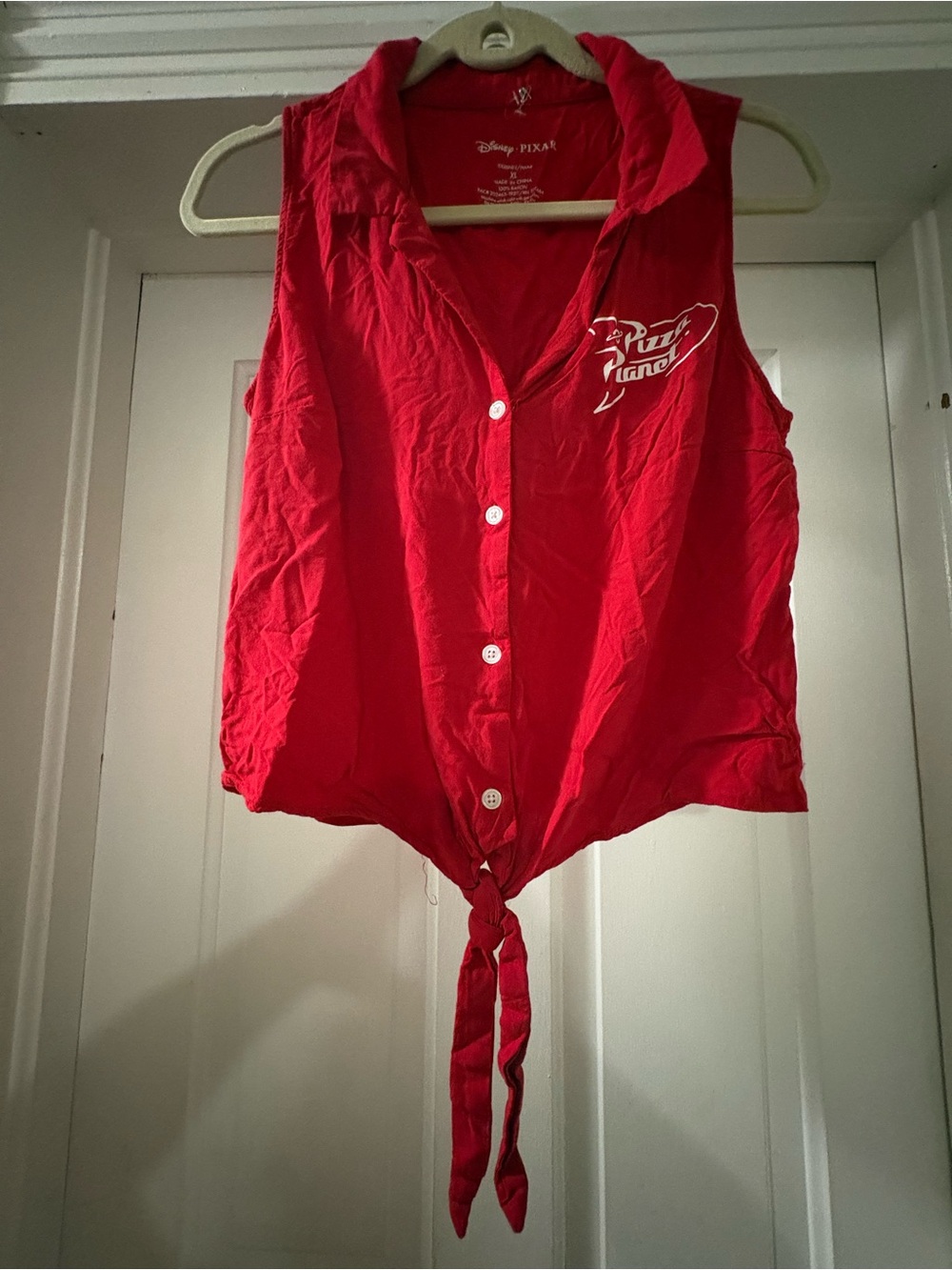 Disney Pixar Toy Story Red Sleeveless Button Down Top Size XL NWOT